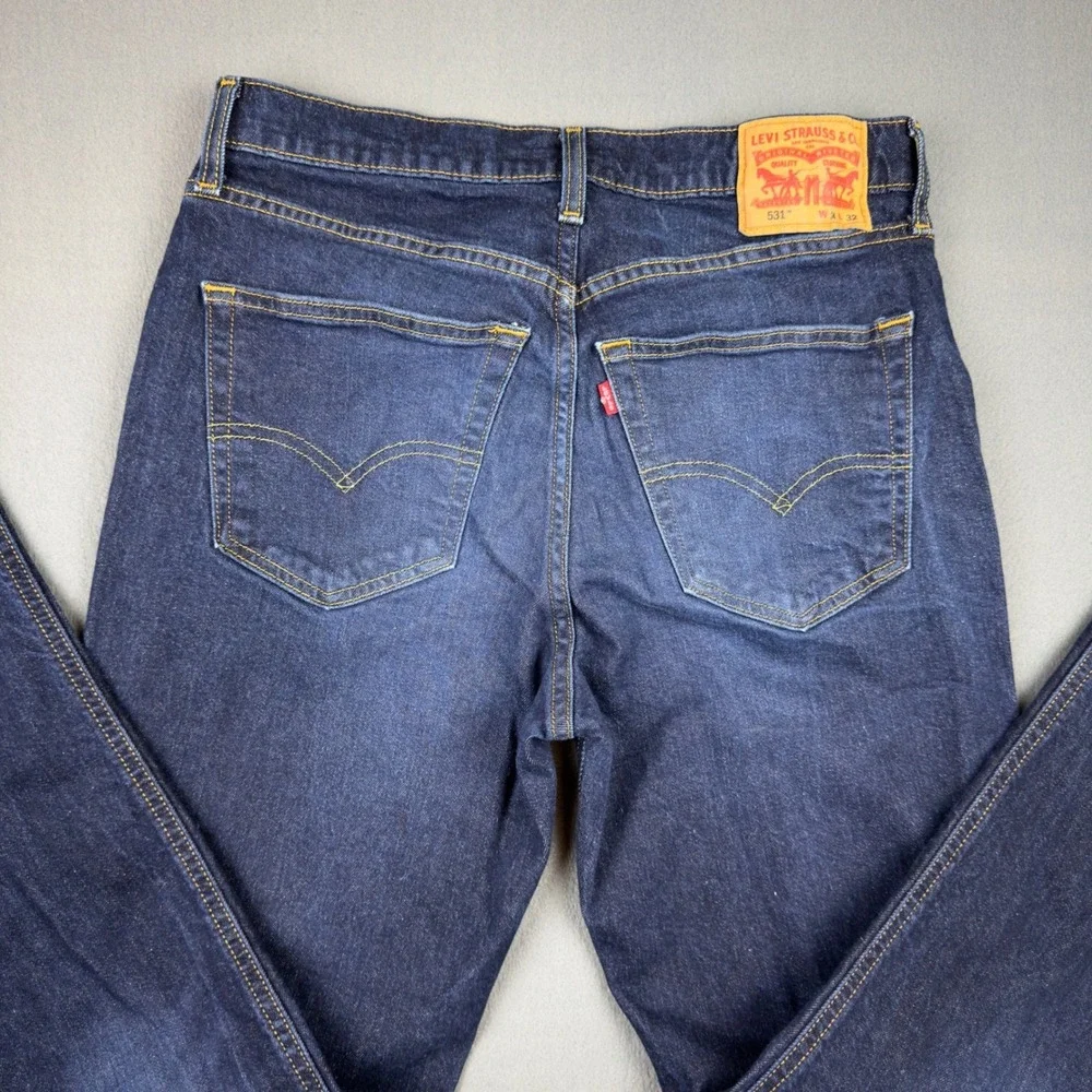 Levis 531 Athletic Slim Jeans Mens 34x32 Dark Indigo Tapered Denim Pants - Picture 7 of 10